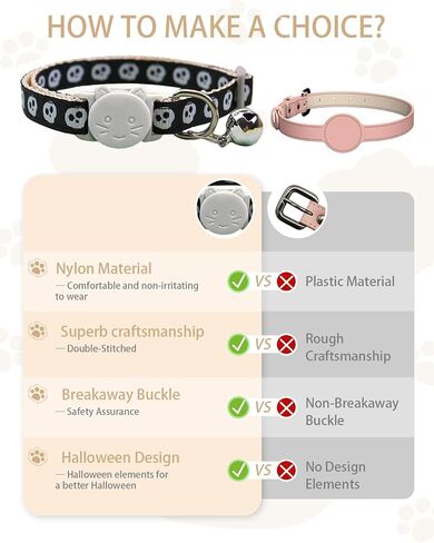 2 Pack Halloween Cat Collars Breakaway with Bell,Adjustable Cat Collars with Safety Buckle,Holiday Cat Collar for Girls and Boys,Adjustable from 7.87"-11.81" (Bat & Pumpkin) in Saudi Arabia