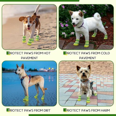 ROZKITCH 4PCS Dog Shoes for Small Dogs, Anti-Slip Dog Boots with Adjustable Magic Sticker Strap, Breathable Mesh Pet Paw Protectors to Prevent Licking, Running Shoes Indoor and Outdoor Green 4# in Saudi Arabia