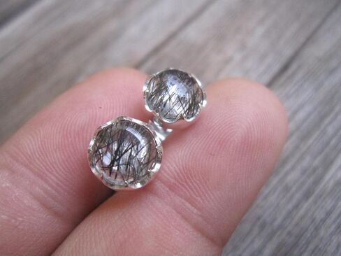 8mm Smoky Quartz Stud Earrings Solid 925 Sterling Silver c70 in Saudi Arabia