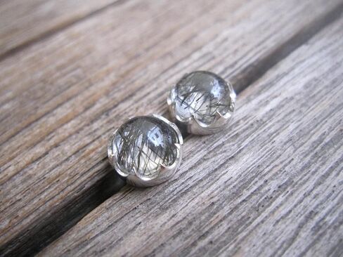 8mm Smoky Quartz Stud Earrings Solid 925 Sterling Silver c70 in Saudi Arabia