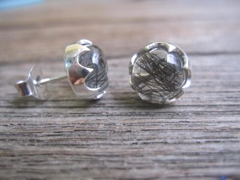 8mm Smoky Quartz Stud Earrings Solid 925 Sterling Silver c70 in Saudi Arabia
