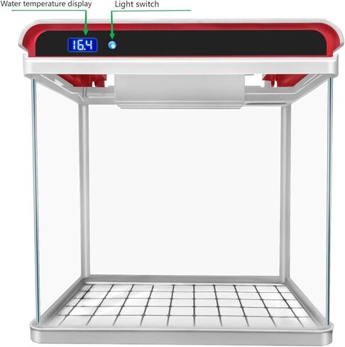حوض أسماك زجاجي مزود بمصابيح LED ثلاثية الألوان، ومضخة مياه مرشحة، وشاشة عرض لدرجة حرارة الماء، وحوض أسماك صغير ذاتي التنظيف in Kuwait