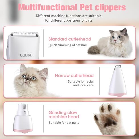 Cat Clippers for Matted Hair, Quiet Cat Shaver for Long Hair, Cordless Cat Hair Trimmer for Grooming, Cat Paw Trimmer Nail Grinder,Pet Shaver Cat Grooming Kit for Cats Small Dogs Animals(Blue) in Kuwait