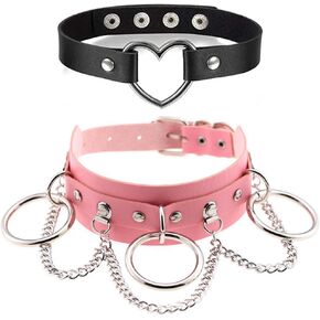 Bebetter Life Women Choker Necklace,Punk Gothic Hiphop Fashion Leather Choker Collar,Adjustable Heart Necklace