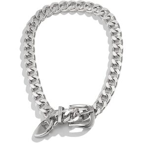 Versatile Unisex Chunky Cuban Link Choker Necklace - Silver/14K Gold Plated Bold Punk Style Thick Wide Chain Link Jewelry for Women and Men