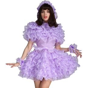 GOceBaby Women Maid Lockable Purple Satin Organza Puffy Dress Uniform Costume