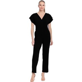 London Times womens V-neck Batwing Surplus Jumpsuit