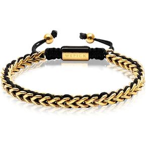 WP WEPICK Semi-Braided 18K Gold Plated 5mm Franco Link Bracelet for Men, Men’s Bracelet Adjustable, No Tarnish Gold Jewelry Gifts for Boyfriend, Son