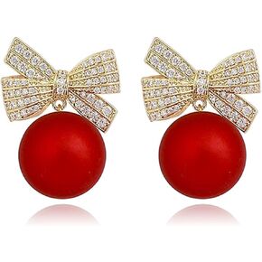 ONLYJUMP S925 Silver Needle Delicate Dainty Simple Tiny Bow Tie Ribbon Stud Earrings Handmade Sweet Bowknot Earrings for Women Teens (Black Red)
