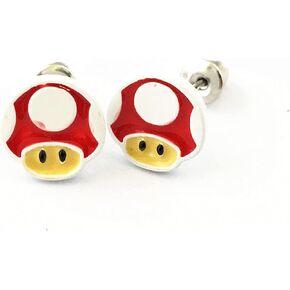 Anime Cartoon Metal Mario Stud Earrings Gifts for Girl Woman