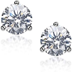 AINUOSHI Cubic Zirconia Stud Earrings for Women and Men, Emerald / Princess / Round Cut, Platinum or Gold-Plated Sterling Silver, Hypoallergenic, Jewelry Box Packed