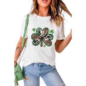St Patricks Day Shirt Women Lucky Irish Shamrock Graphic Tees Casual Holiday Short Sleeve Tops