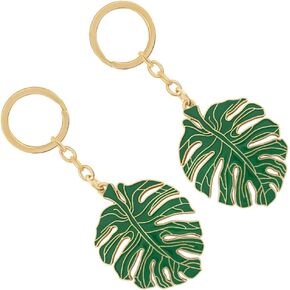 SOIMISS Monstera Leaves Plant Keychain 2 Pcs Monstera Keychain Metal Green Leaf Keychain Charm Tropical Leaf Car Key Holder Plant Bag Purse Jewelry for Women and Men Tropical Decor Tropical Decor