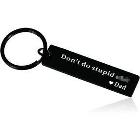 Dont Do Stupid Love Dad Keychain Christmas Stocking Stuffers for Son from Dad Funny Sarcasm Gifts for Adult Son Young Son Xmas Birthday Gift for Teenager Boy Girl To My Son Keychain from Father