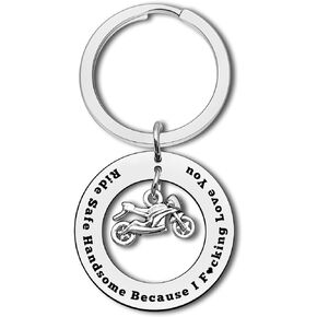 Biker Gift Ride Safe Keychain Ride Safe Cycling Gift Biker Lovers Gift Motorcycle Keychain for Him Cycling Enthusiast Mountain Biker Gifts Christmas Valentines Day Gifts for Men Boyfriend Son Nephew