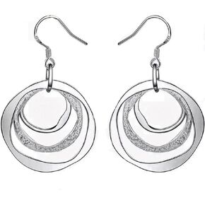 اقراط متدلية من الفضة الاسترلينية بتصميم دوائر متدلية، فضة استرلينية، بدون احجار كريمة, فضة استرلينية, لا أحجار كريمة in Kuwait