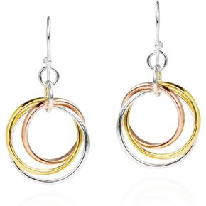 AeraVida Chic Triple Finish Hoop Cluster .925 Sterling Silver Dangle Earrings | Hoop Dangle Earrings | Triple Hoop Earrings Jewelry Gifts | Sterling Silver Dangle Earrings for Women