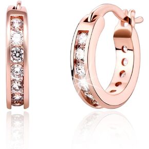 OYOGAA Iced Out Hoop Huggie Earrings 14K Gold Cubic Zirconia Cute Small Round Hoop Huggie Cartilage Hypoallergenic Earrings For Women Men