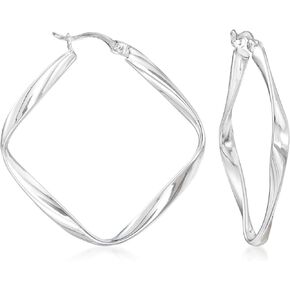 Ross-Simons Sterling Silver Twisted Diamond-Shaped Hoop Earrings