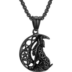 Jude Jewelers Stainless Steel Celtic Knot Nordic Vikings Wolf Retron Vintage Biker Pendant Necklace