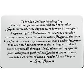 Son Wedding Gifts from Mom Wallet Insert Card for Son on His Wedding Day To My Son Gifts Wedding Gifts for Son from Mom Wallet Card Gifts Mom to Son Gifts