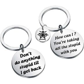 AKTAP Funny Cap America Bu -cky Friendship Keychain Don‘t do Anything Stupid til I get Back Inspire Gift for BFF
