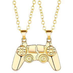Magnetic Game Controller Necklace for Couple Matching Console Handle Pendant for Best Friends Friendship Valentine's Gifts Him and Her Lovers BFF Jewelry