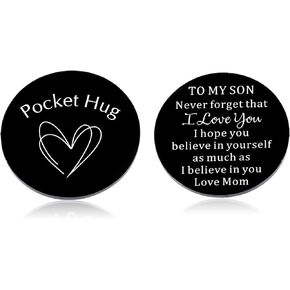 Son Gift Ideas for Son from Mom, Teen Boy Gifts for Son Adult from Mother, Inspirational Gifts for Teen Kid Boys, Graduation Gifts for Him Boys, Pocket Hug Token To My Son, Valentines Birthday Gifts