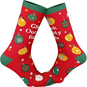 Crazy Dog T-Shirts Men's Check Out My Balls Socks Funny Christmas Tree Ornaments Graphic Novelty Footwear