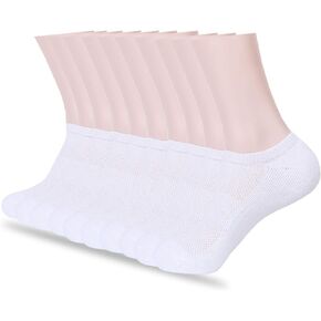 Unisex 10 Pairs No-Show Low Cut Athletic Running Socks - Breathable Cotton, Cushioned, Moisture Wicking