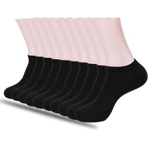 Unisex 10 Pairs No-Show Low Cut Athletic Running Socks - Breathable Cotton, Cushioned, Moisture Wicking