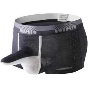 Mens Ice Silk Elephant Nose Boxer Briefs Bulge Enhancing Separate Pouch Soft and Breathable Underpants
