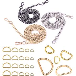 Swpeet 103Pcs 47 Inche Replacement Flat Chain Strap and D Rings