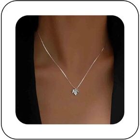 Maple Leaf Necklace Chain Tiny Leaf Pendant Necklace Minimalist Thin Chain Clavicle Necklace Jewelry for Women Girls