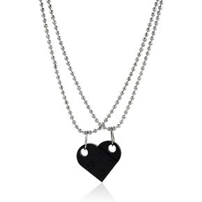 COLORFUL BLING 2Pcs Colorful Bricks Assembled Pendant Necklace, Heart Shape Matching Geometric Block Charms Compatible, Valentines Day Friendship Creative Jewelry Gift