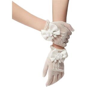 SlenyuBridal Girls Flower Girl Gloves Lace Special Occasion Gloves for Wedding Pageant Party Formal Pageant Prom Gloves