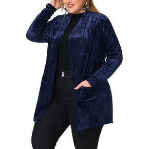 Agnes Orinda Velvet Cardigan for Women Plus Size Vintage Shawl Collar Open Front Crush Velvet Cardigans Halloween