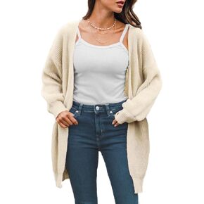 CUPSHE Women Cardigans Sweater Tops Long Sleeves Knit Sweater Casual Brown