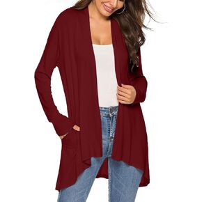 CUTEMOOT Women's 2023 Fall Lightweight Long Sleeve Cardigan Casual Open Front Cardigans Flowy Tops with Pockets