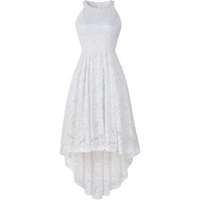 فستان Yuanlar النسائي ذو الرسن الدانتيل الأزهار لحفلات الكوكتيل Hi-Lo حفلة موسيقية فستان وصيفة العروس فستان رسمي متأرجح in Kuwait