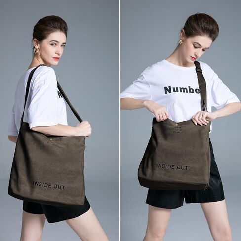 Big Canvas Tote Handbags Work Shoulder Crossbody Bag Casual Handbags Big Capacity Shoulder Shopping Bag Large Shoulder Bag in Saudi Arabia