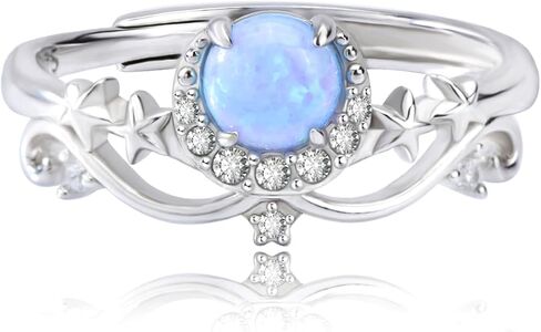 كارول اند الين خاتم من الفضة الاسترليني عيار 925 مزين بحجر الزركونيا المكعب الازرق بتصميم رفيع ومبتكر من المعدن الثمين والزركونيا المكعب, معدن, مكعب زركونيا in Kuwait