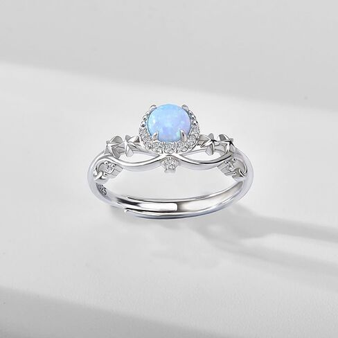 كارول اند الين خاتم من الفضة الاسترليني عيار 925 مزين بحجر الزركونيا المكعب الازرق بتصميم رفيع ومبتكر من المعدن الثمين والزركونيا المكعب, معدن, مكعب زركونيا in Kuwait