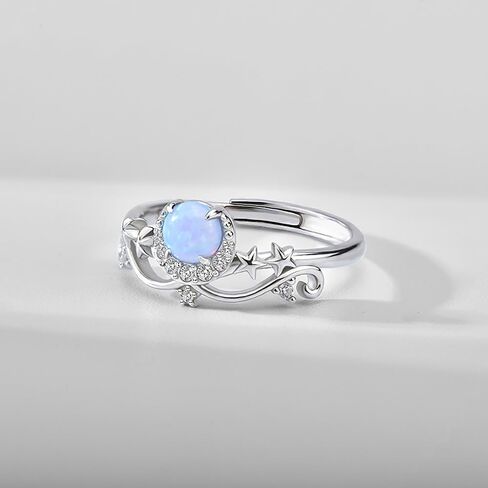 كارول اند الين خاتم من الفضة الاسترليني عيار 925 مزين بحجر الزركونيا المكعب الازرق بتصميم رفيع ومبتكر من المعدن الثمين والزركونيا المكعب, معدن, مكعب زركونيا in Kuwait