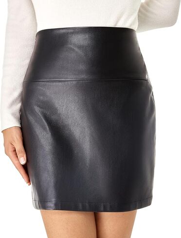 تنورة DIASHINY من الجلد الصناعي للنساء، تنورة قصيرة قصيرة عالية الخصر من البولي يوريثان، تنانير ضيقة ومثيرة in Kuwait