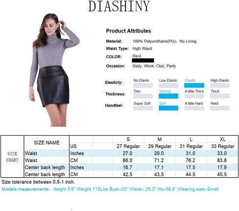 تنورة DIASHINY من الجلد الصناعي للنساء، تنورة قصيرة قصيرة عالية الخصر من البولي يوريثان، تنانير ضيقة ومثيرة in Kuwait