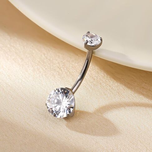 ZUOPOEKI التيتانيوم البطن زر الدائري داخليا الخيوط طويلة 10 مللي متر/12 مللي متر/14 مللي متر البطن زر ثقب المجوهرات للنساء in Kuwait