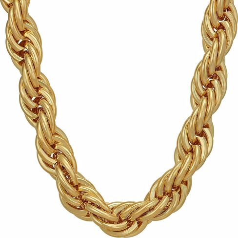 LIFETIME JEWELRY 10mm Rope Chain Necklace 24k Real Gold Plated for Women and Men in Saudi Arabia