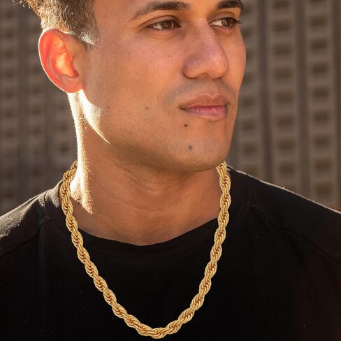 LIFETIME JEWELRY 10mm Rope Chain Necklace 24k Real Gold Plated for Women and Men in Saudi Arabia