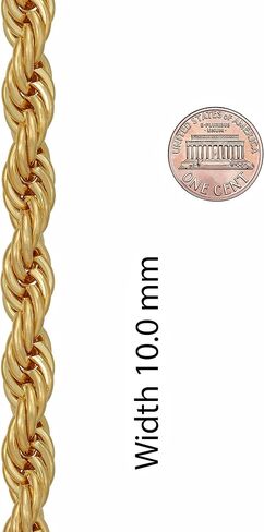 LIFETIME JEWELRY 10mm Rope Chain Necklace 24k Real Gold Plated for Women and Men in Saudi Arabia